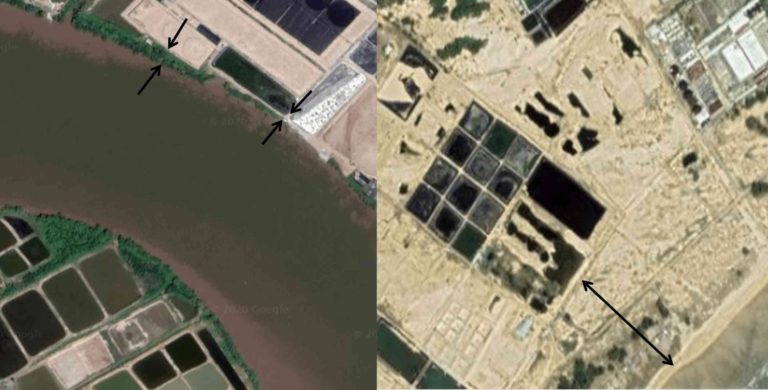 Measuring riparian buffers (L) and coastal barriers (R)