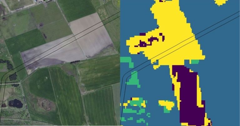 ROW hazards seen in
true colour (L) and
using land cover
classification (R)