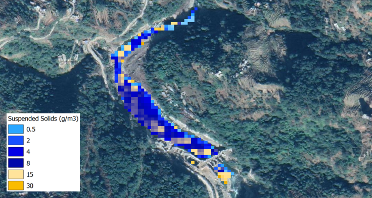 Suspended sediment concentrations (g/m3) in Run-of-River hydropower plant at Barrage (intake point)